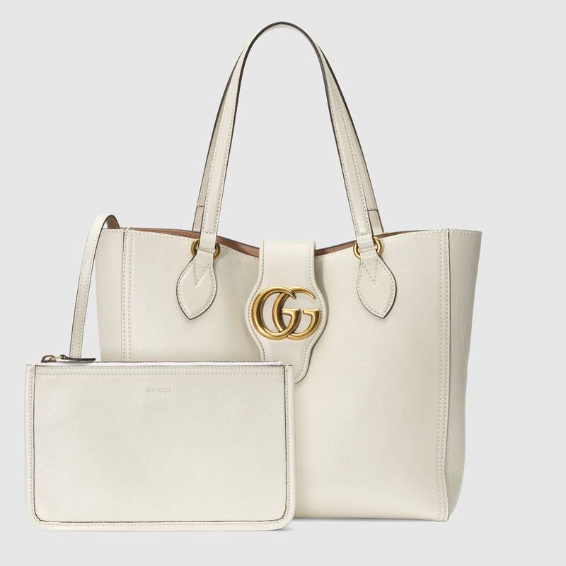 Gucci Small Messenger Bag with Double G Tote Bag 652680 White